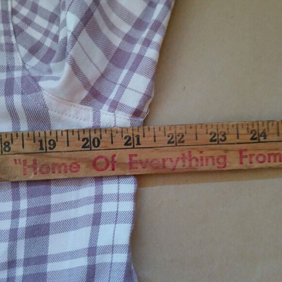 Jachs Girlfriend Womens M Purple Plaid Flannel Shirt Pearl Snaps Tab Sleeve - Picture 7 of 8